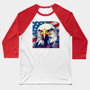 Freedom's Colors: Pop Art Bald Eagle and American Flag Baseball T-Shirt